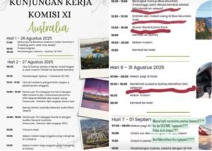 iteniary komisi xi